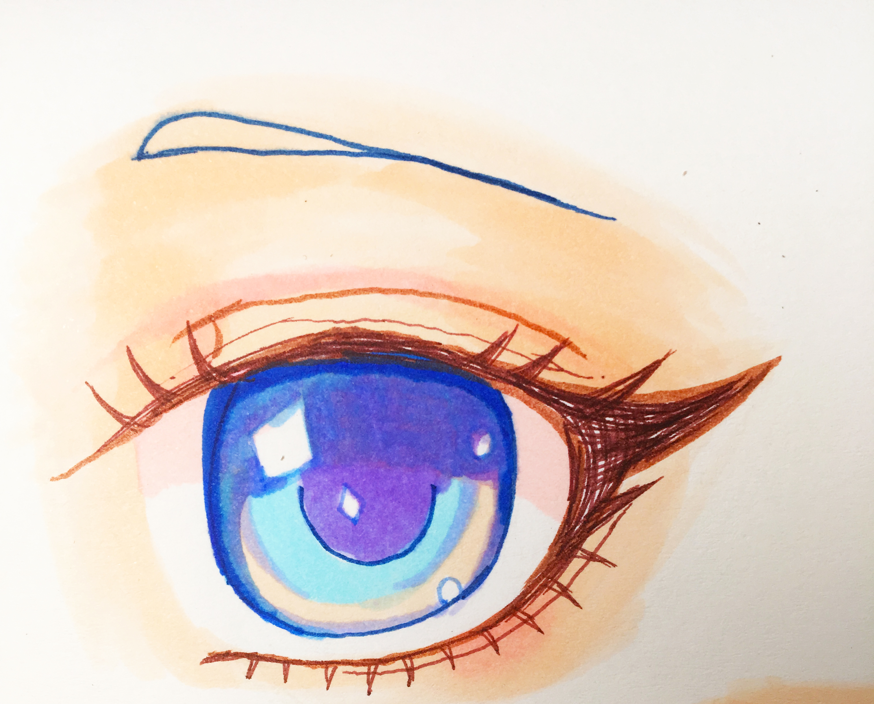 马克笔眼睛上色技法蓝紫宝石瞳