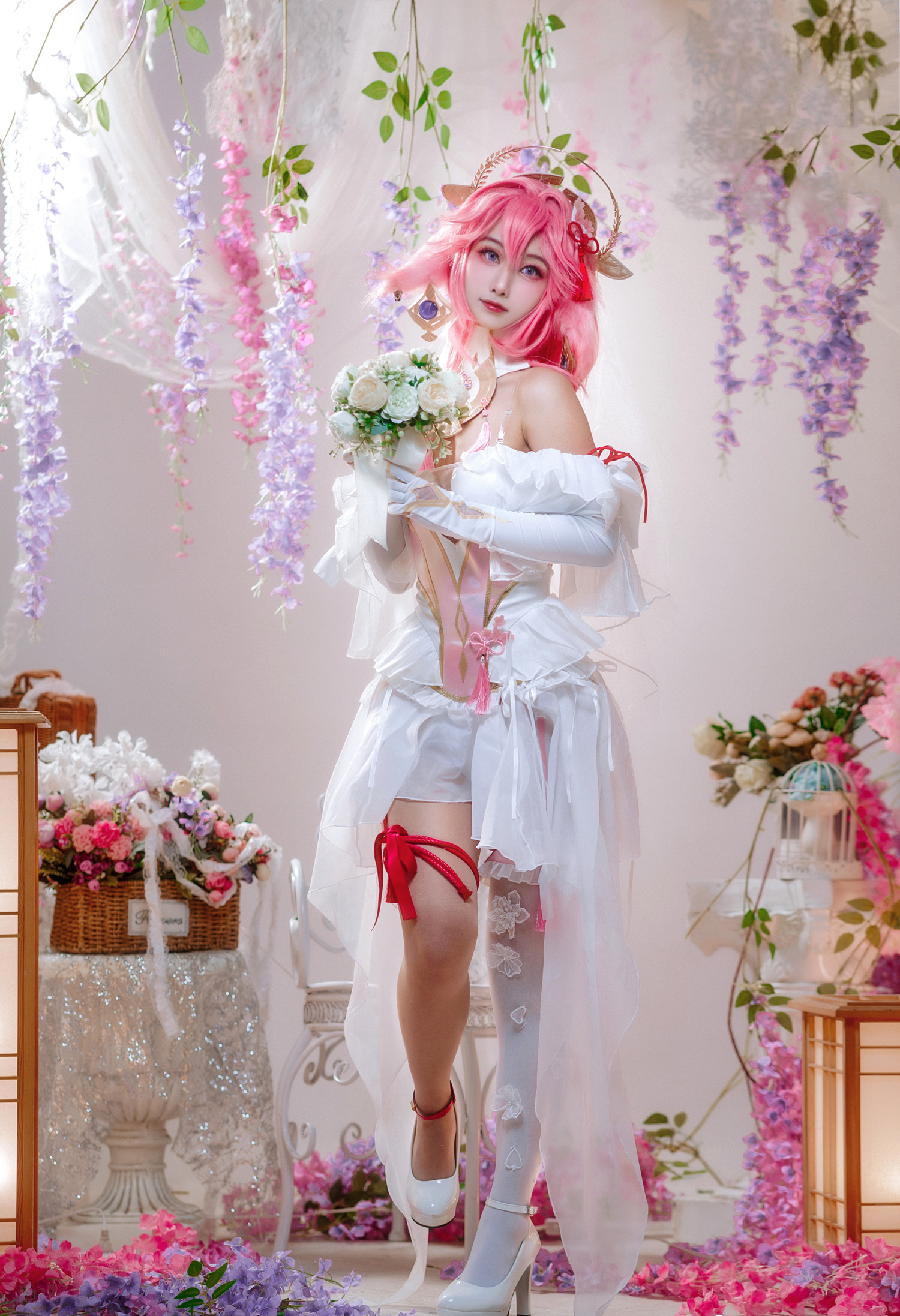 九叔叔叔叔啊原神八重神子同人花嫁cosplay1