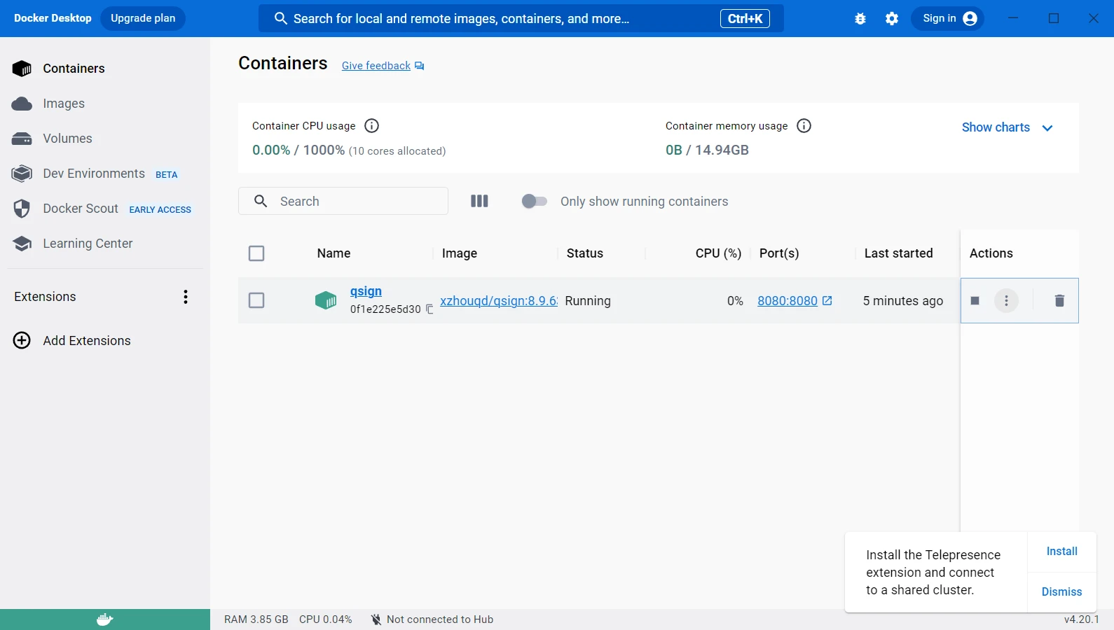  docker windows qsign 