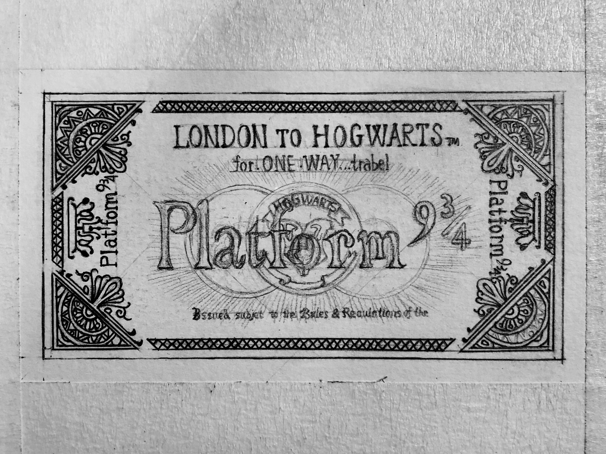 手绘复刻九又四分之三车票