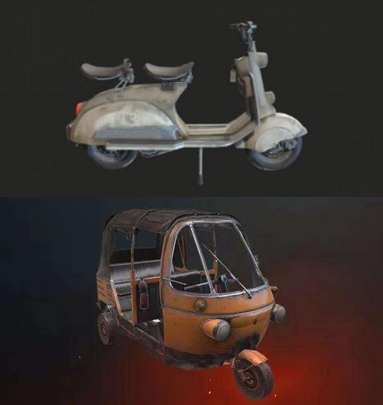 雨林地图中的限定载具,小绵羊和三轮车,防护性差,机动性差,且地图小