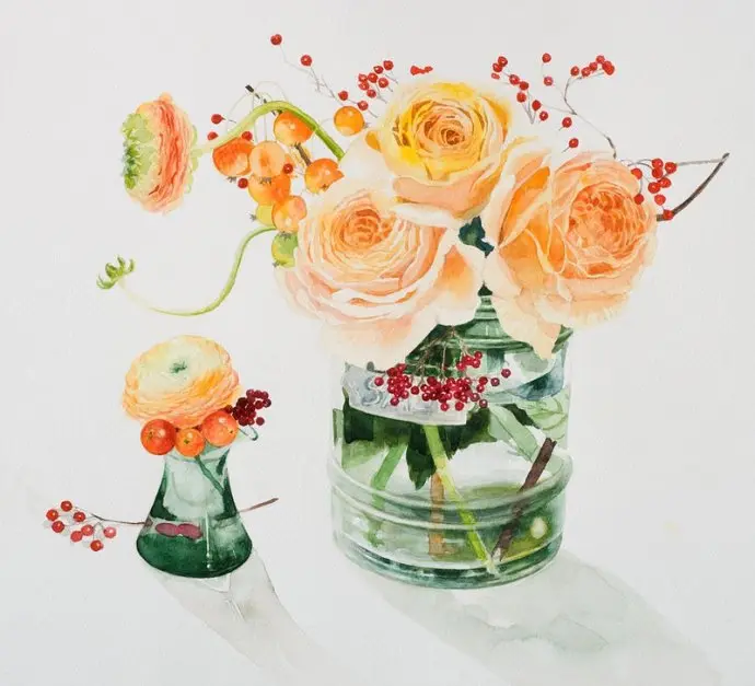 柘植彩子 水彩欣赏 愿你像花儿一样美好 哔哩哔哩