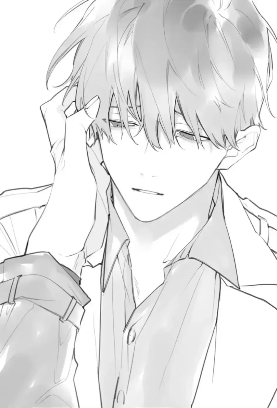 【线稿分享】淡淡的忧伤~帅气男生线稿素材分享 - 哔哩哔哩