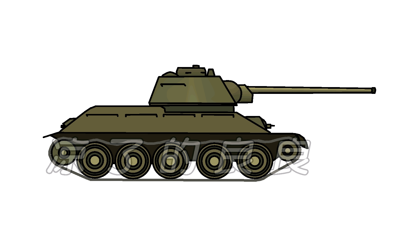 儿童简笔画坦克的画法 坦克的绘画可打印线稿 肉丁儿童网