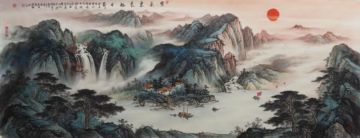 资春成的彩墨山水画恢弘而苍劲,斑斓而靓丽 - 哔哩哔哩