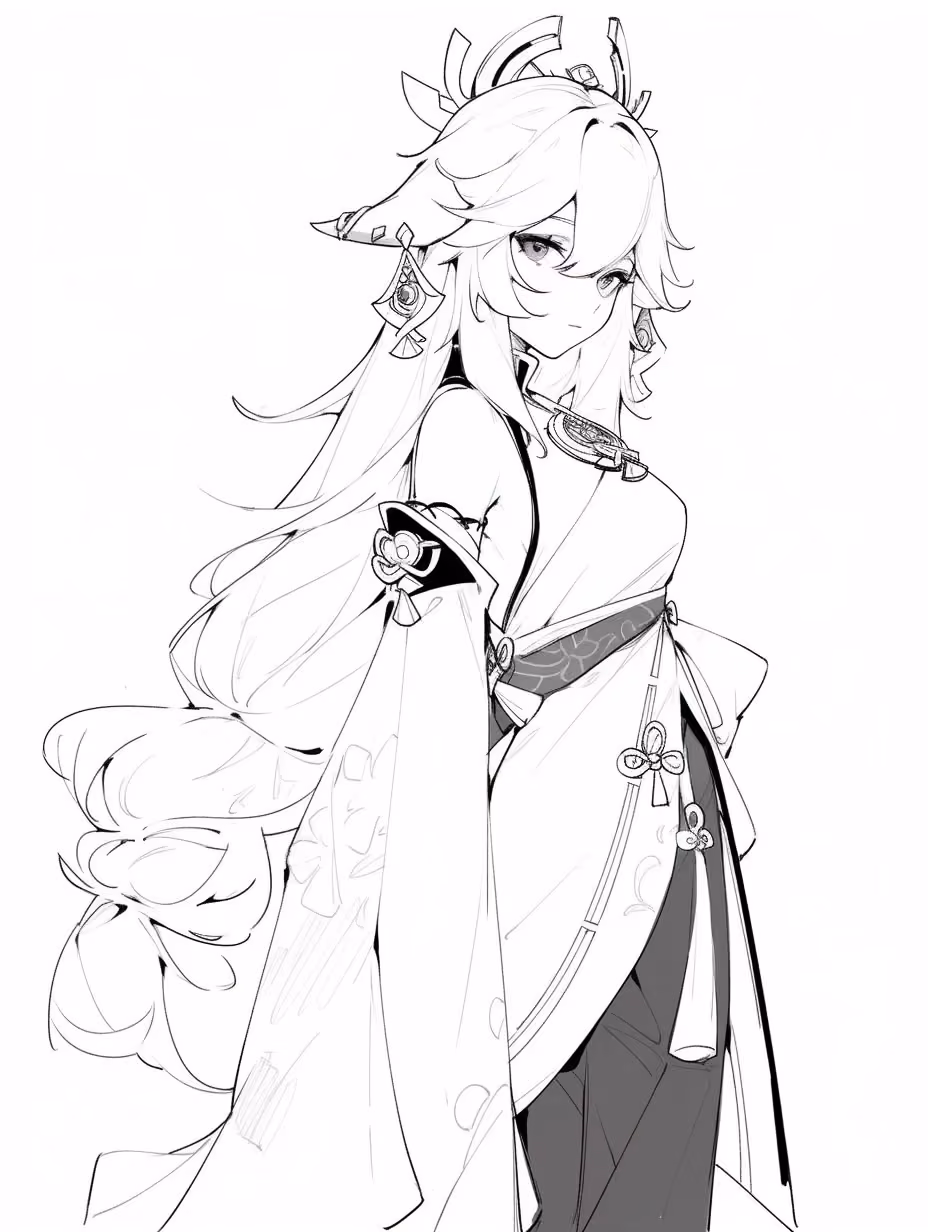 漫画大佬线条干净利落的动漫少女线稿