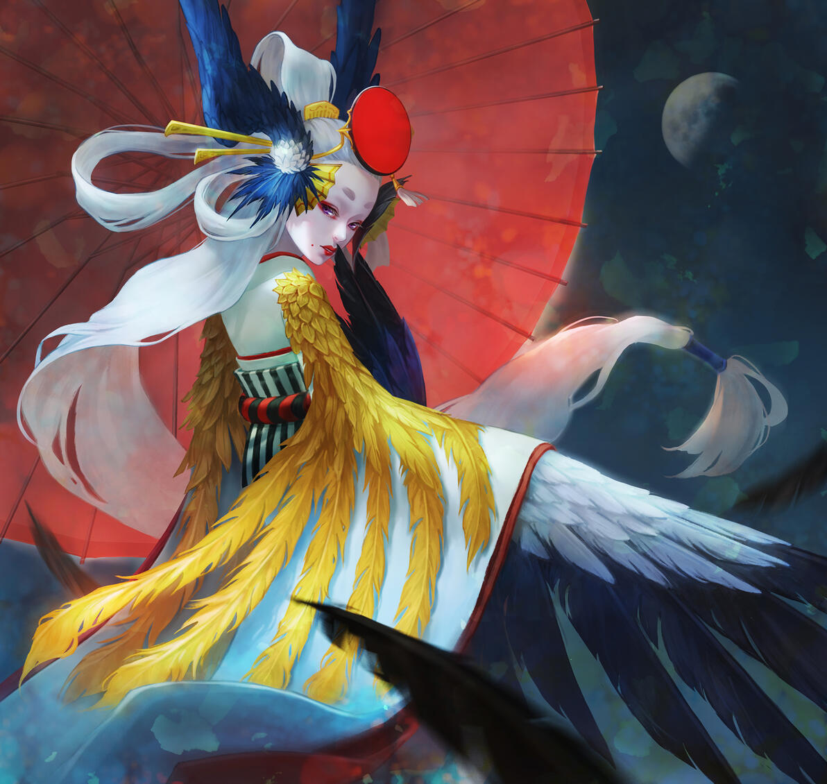 我鸟姐就是美如画 阴阳师壁纸美图分享--纪念我的第一个sr--姑获鸟 - 哔哩哔哩