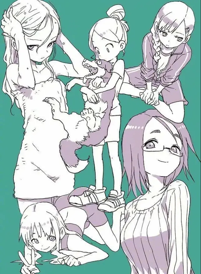 人体姿势参考二次元少女多角度绘画姿势素材