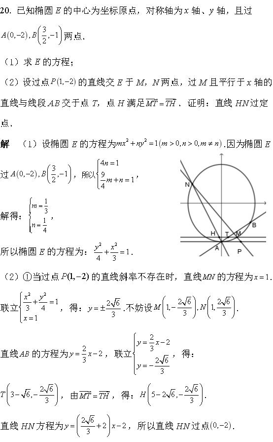 2022年高考全国乙卷理科数学第20题圆锥曲线极点与极线性质定理 哔哩哔哩