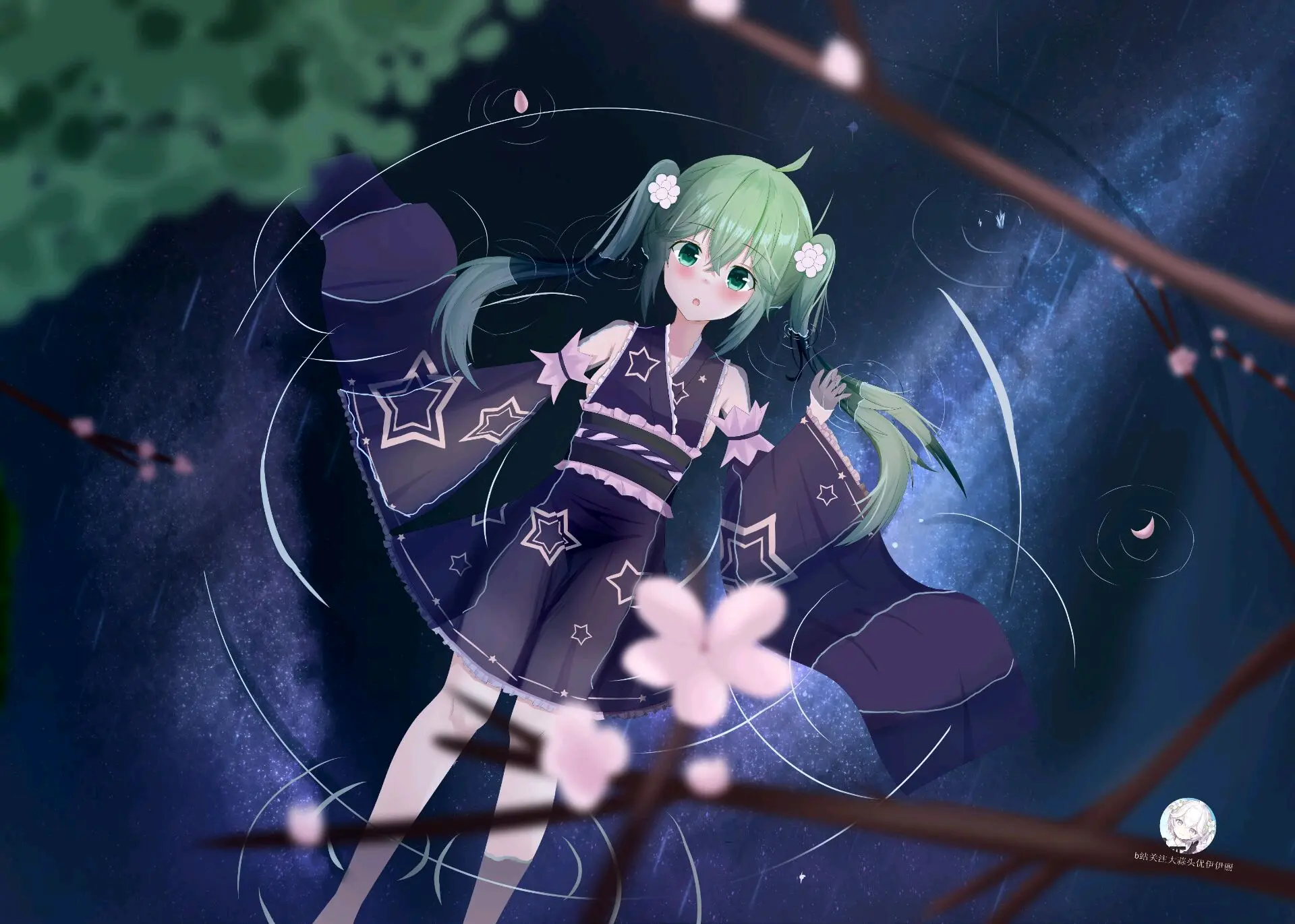 插画--繁星下,倒影中,湖水斜映镜野七罪