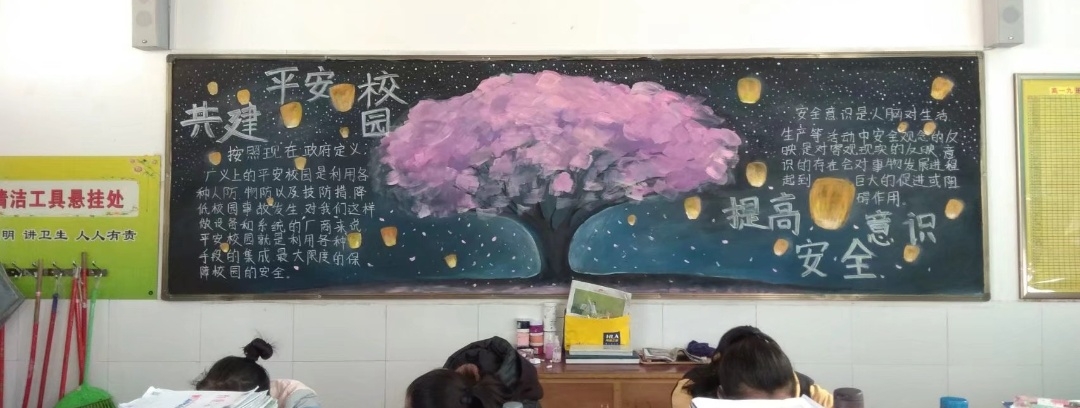 黑板上怎么画樱花图片