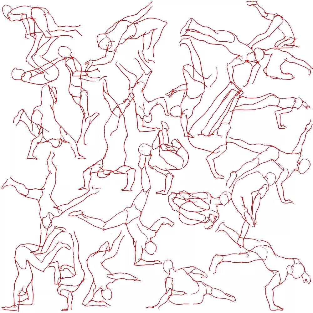 【#绘画参考#】人体街舞动态速写素材