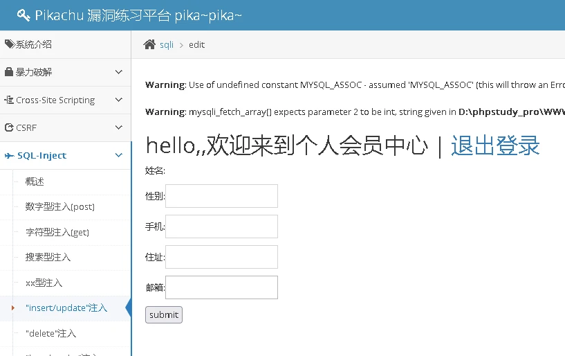 Pikachu Sql Injection Insert update pika pika Pikachu sql injection insert update pika pika