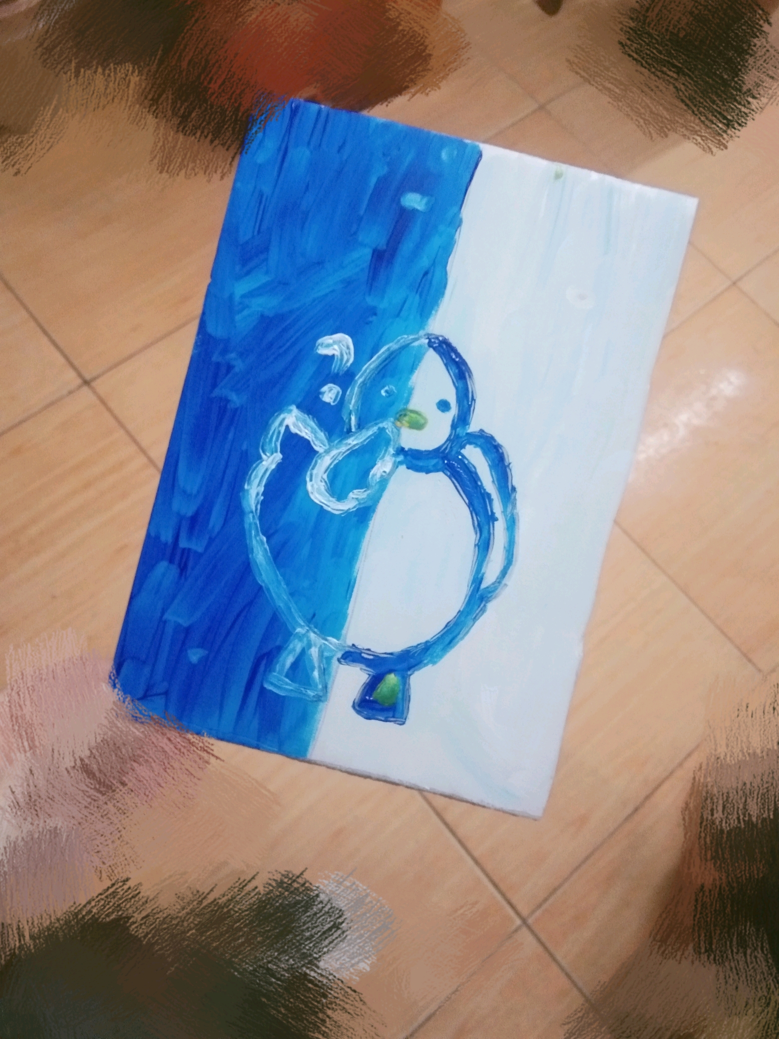 在泡沫板上画的鸭鸭