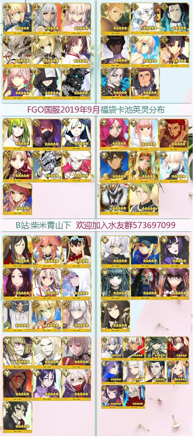 19年国服fgo三周年福袋 卡池英灵分布图 分职阶卡池 哔哩哔哩