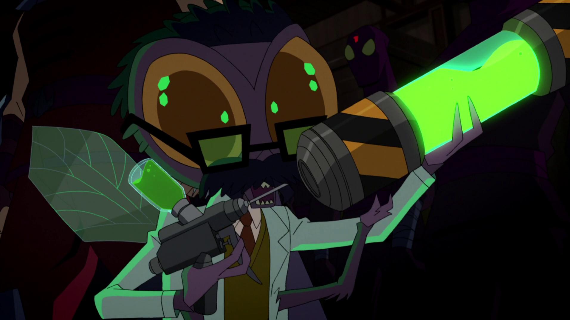 施莱德回到了哥谭的临时巢穴,他的手下,苍蝇博