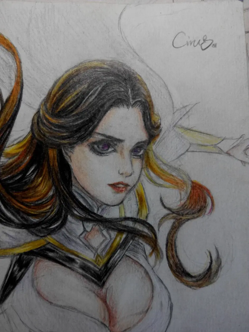 王者荣耀紫霞仙子露娜彩铅手绘