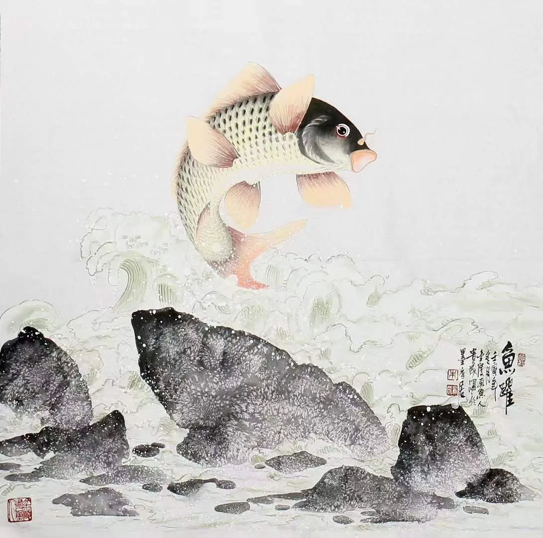 画家朱贵成老师简介,朱贵成作品鱼乐图赏析