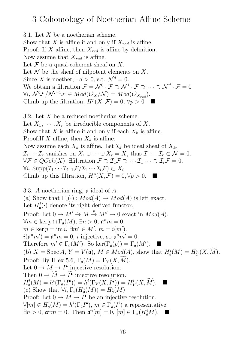 Hartshorne代数几何习题解答(III.3) Cohomology of Noetherian Affine Scheme 哔哩哔哩