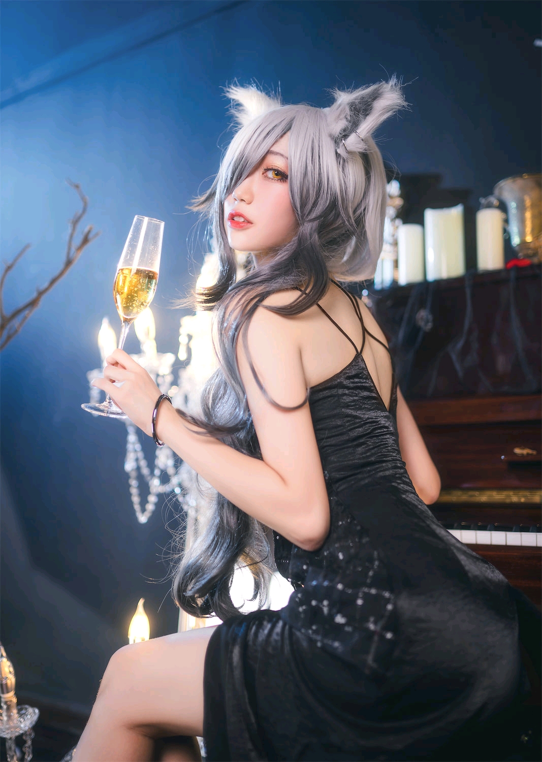 cosplay周叽是可爱兔兔猫耳黑礼服