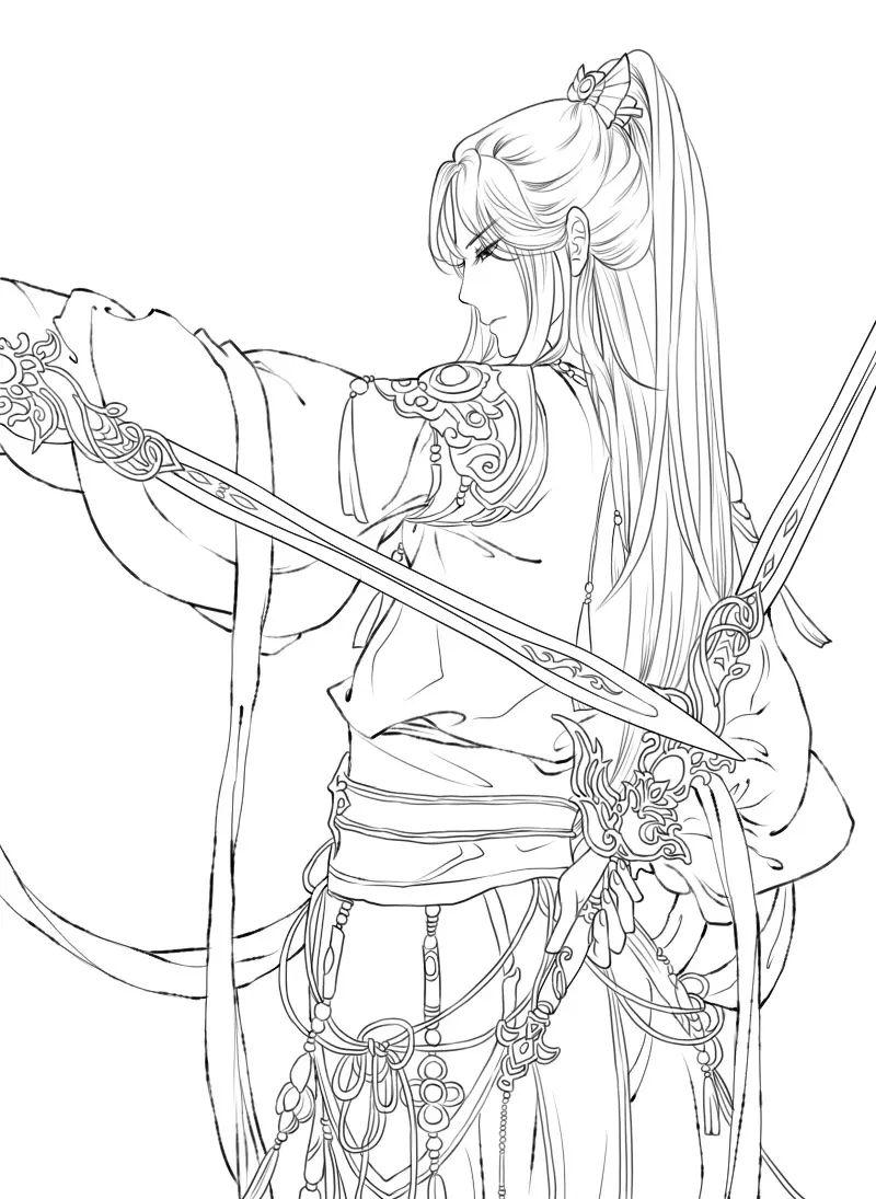 【线稿素材】古风帅哥,谁能不爱,谁能扛得住~ - 哔哩哔哩