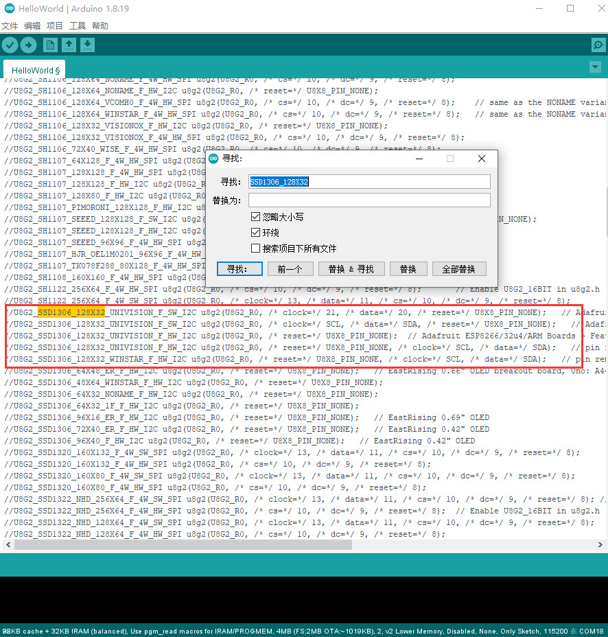 esp8266 u8g2 ssd1306 0 91 128x32 