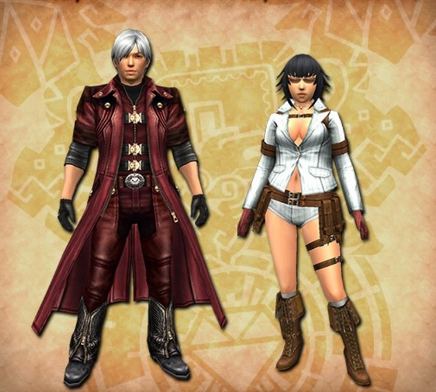 (鬼泣4里的但丁和蕾蒂被联动进怪猎后.