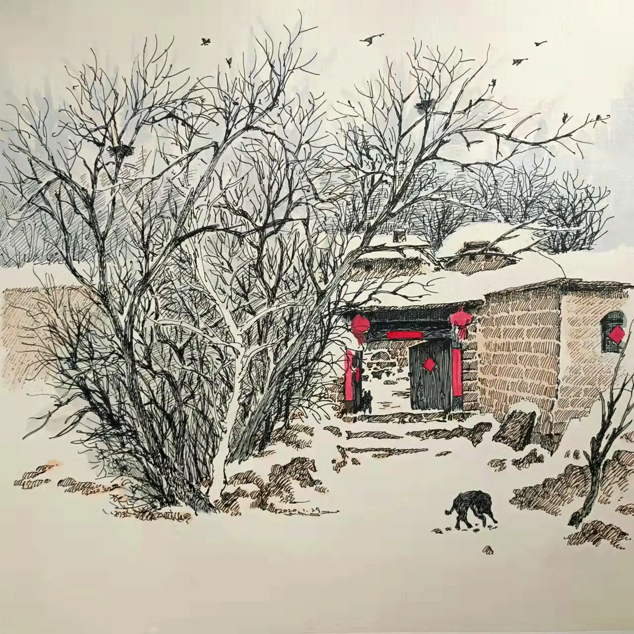 画不尽的太行雪景 | 中国钢笔画家:韩秀强 - 哔哩哔哩