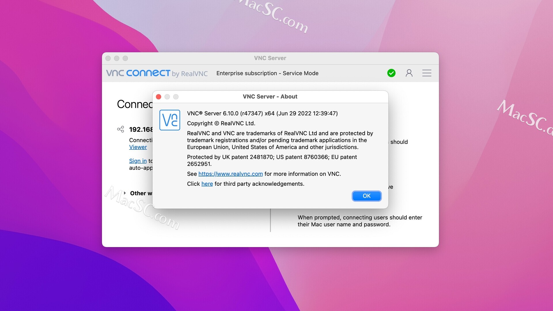 download the new for apple VNC Connect Enterprise 7.8.0