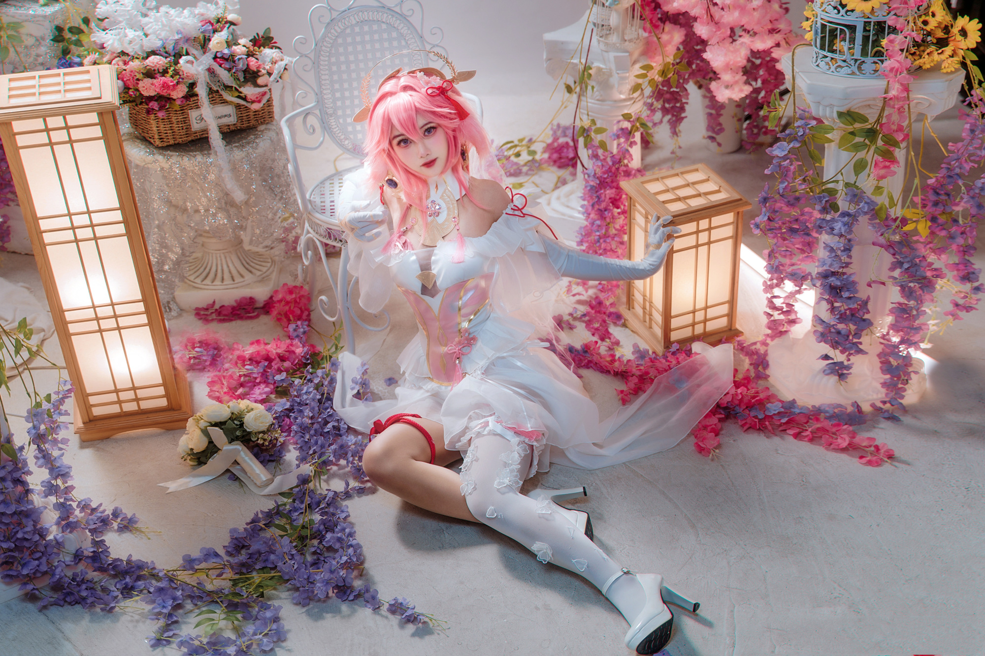 九叔叔叔叔啊原神八重神子同人花嫁cosplay6