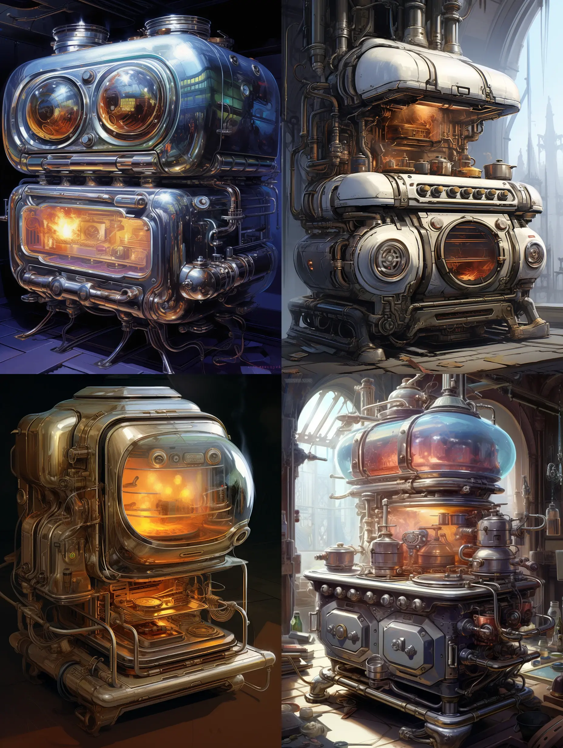 ai绘制了一些科幻厨房场景