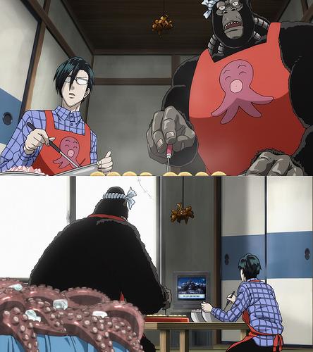 海绵宝宝进入一拳超人世界,蚊女看板娘被章鱼哥捉住啦!