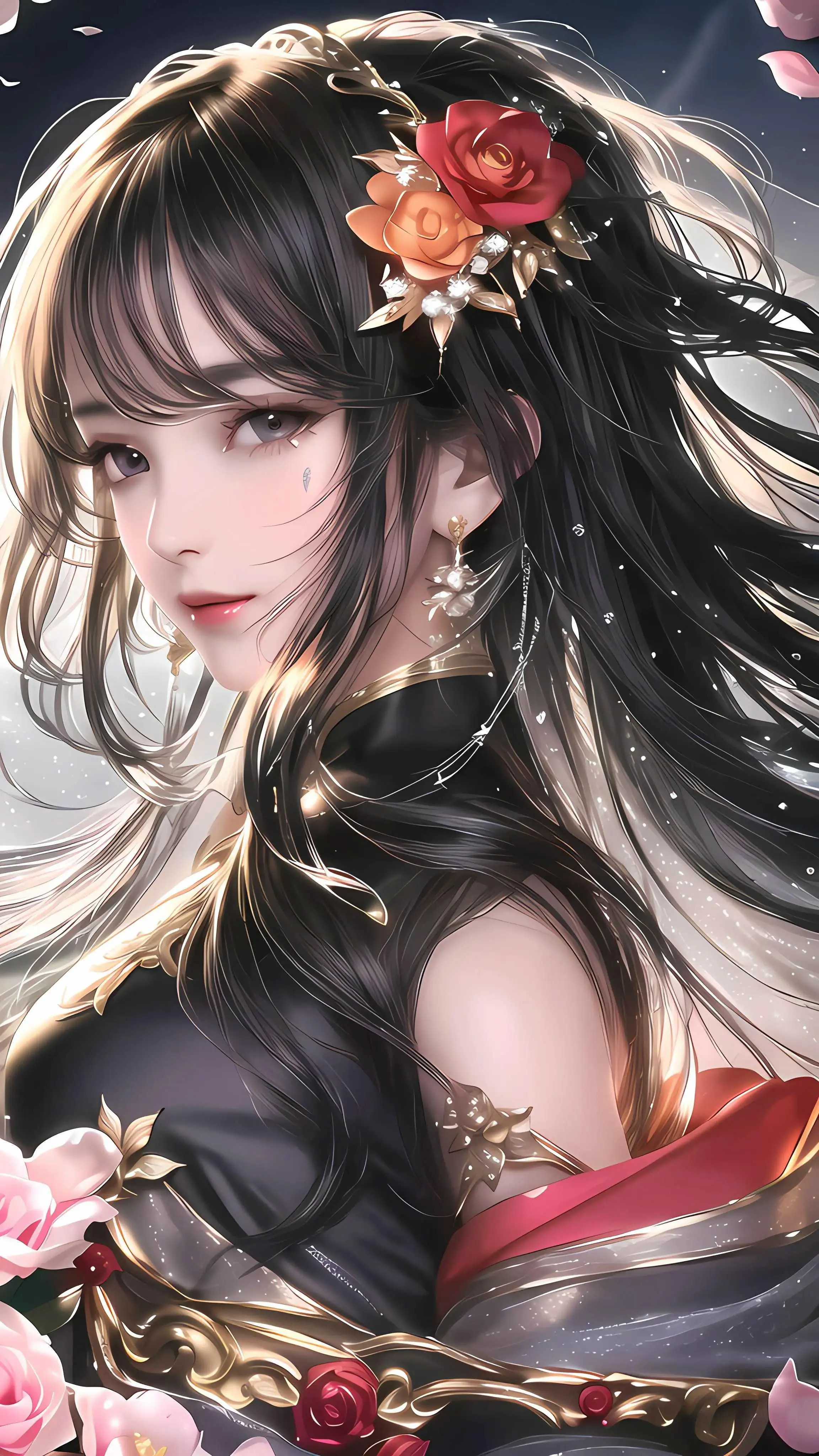 竖屏唯美古风壁纸ai绘画图集动漫卡通二次元手机高清壁纸cg - 哔哩