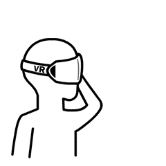 微信原创黑白线条动画表情—倒霉的vr策划人员