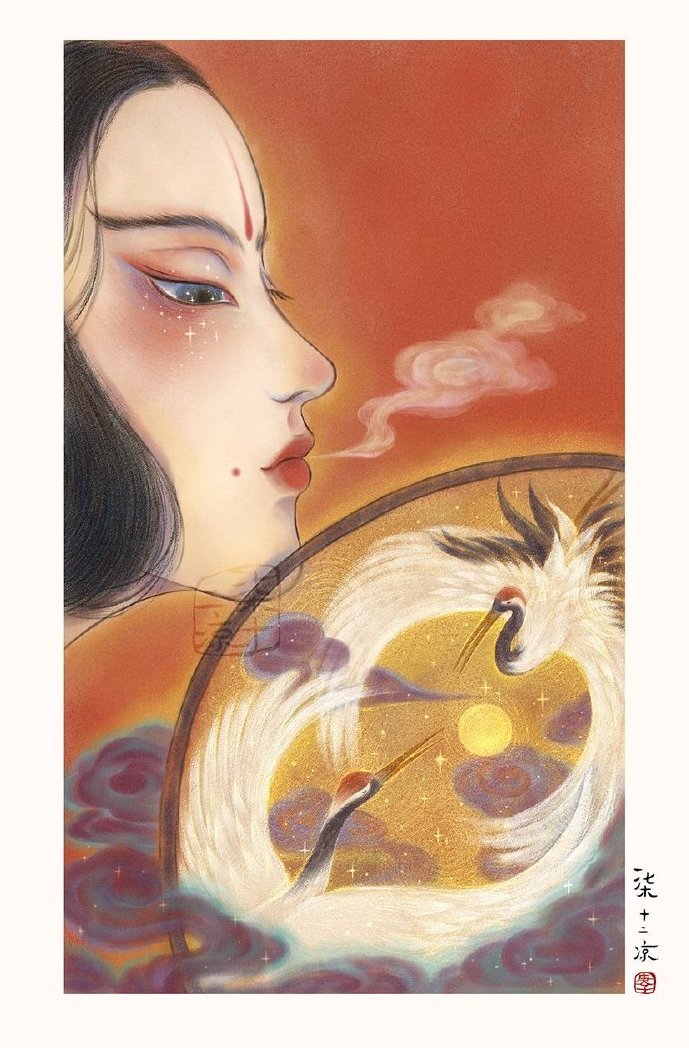 绝美古风"扇子"美女,好绝的配色,我宣布它们成为我壁纸了