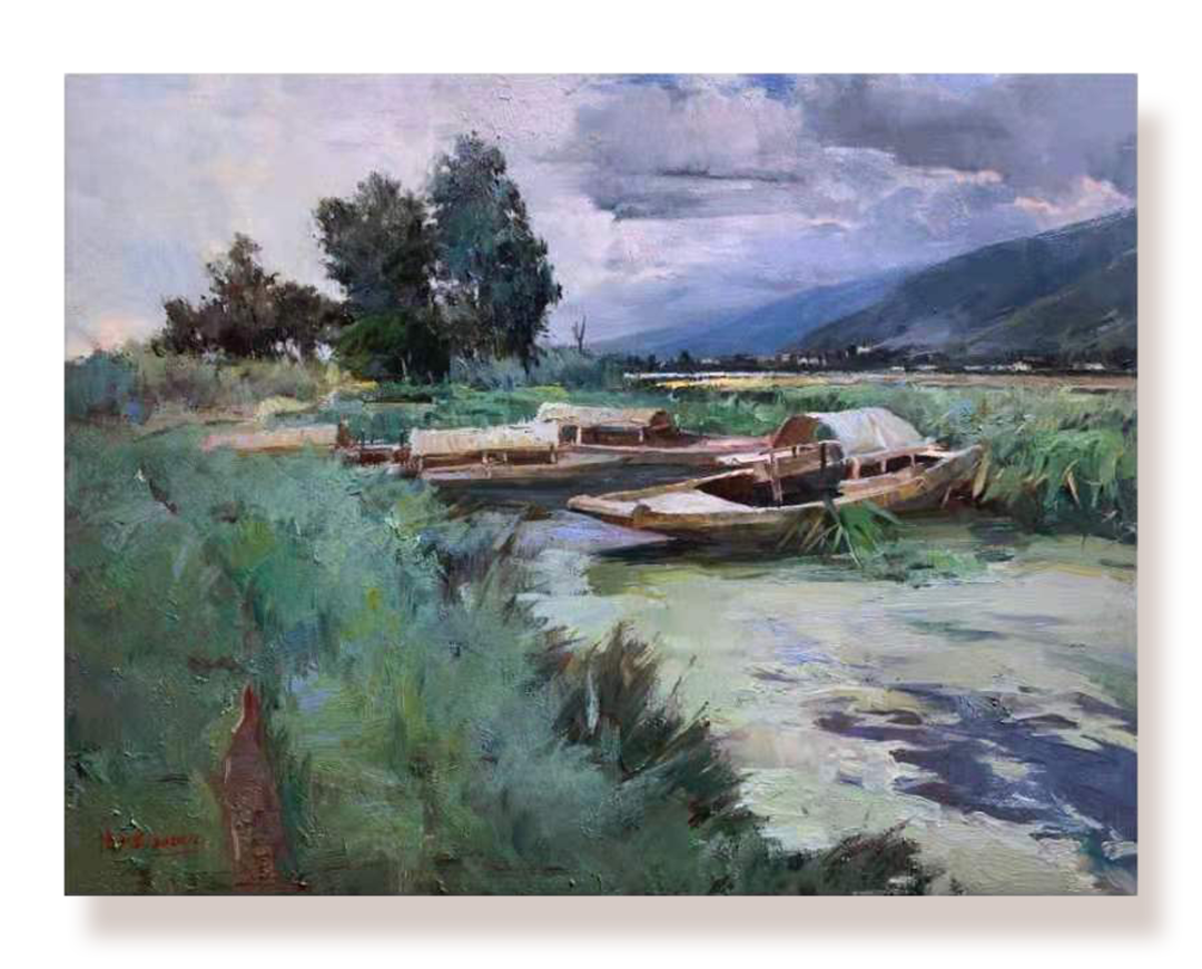 搜图 编辑 油画 《洱海之滨》 规格:50x65cm                搜图