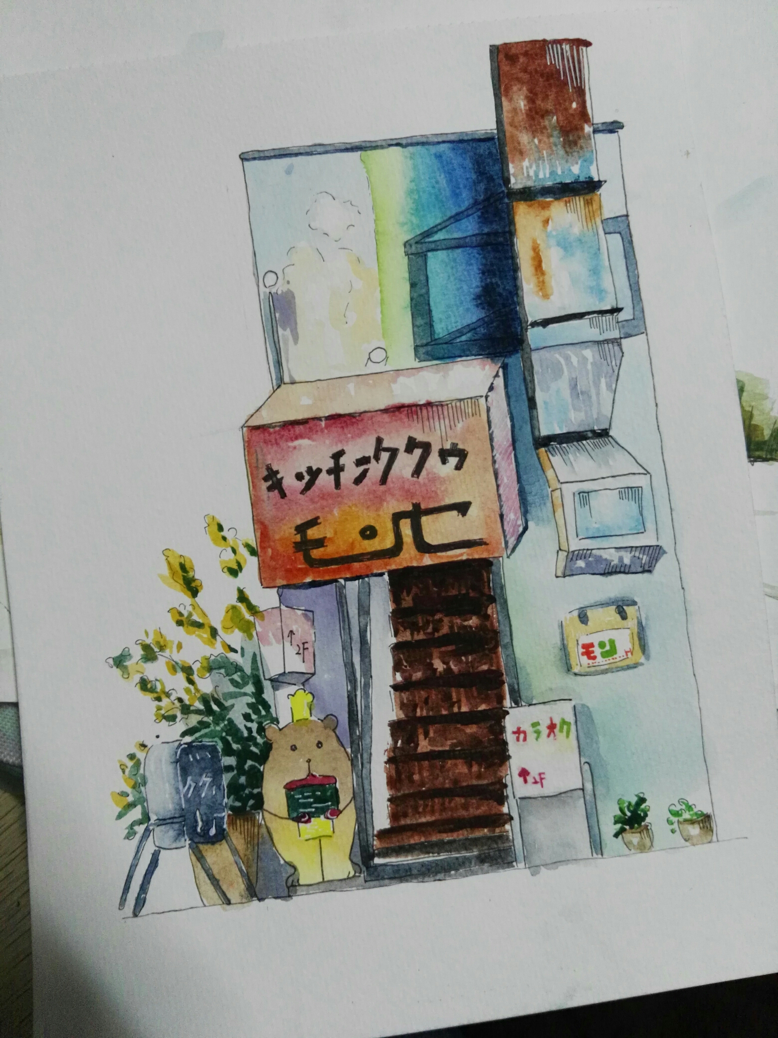 水彩系列(2),日式小房子