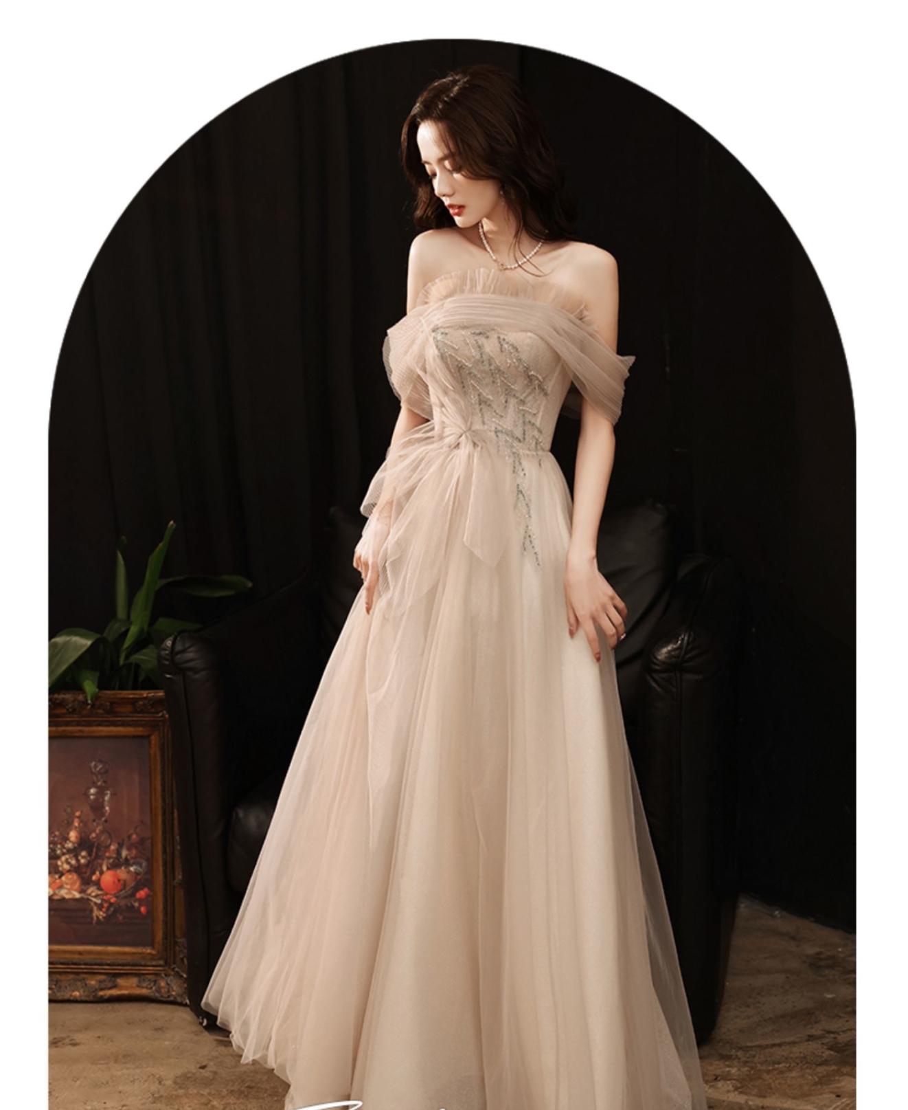 宴会晚礼服女2021新款高档名媛轻奢高级感小个子洋装连衣裙香槟色 - 哔哩哔哩