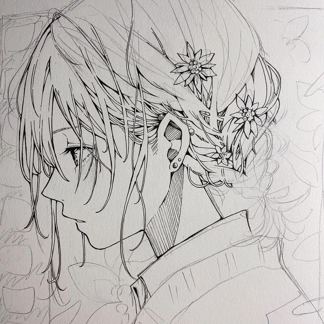 板绘发型线稿素材