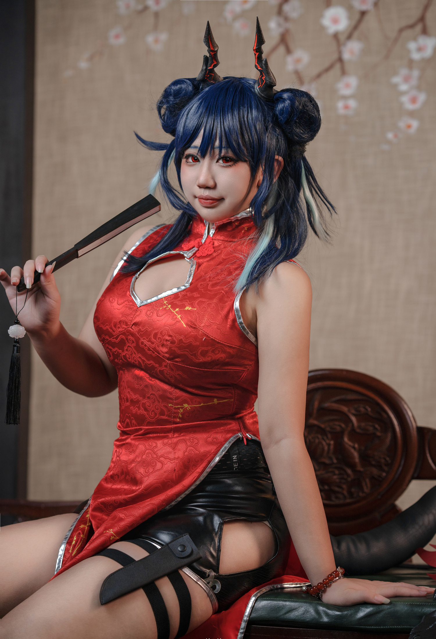 懈懈子Ka明日方舟旗袍陈Cosplay6