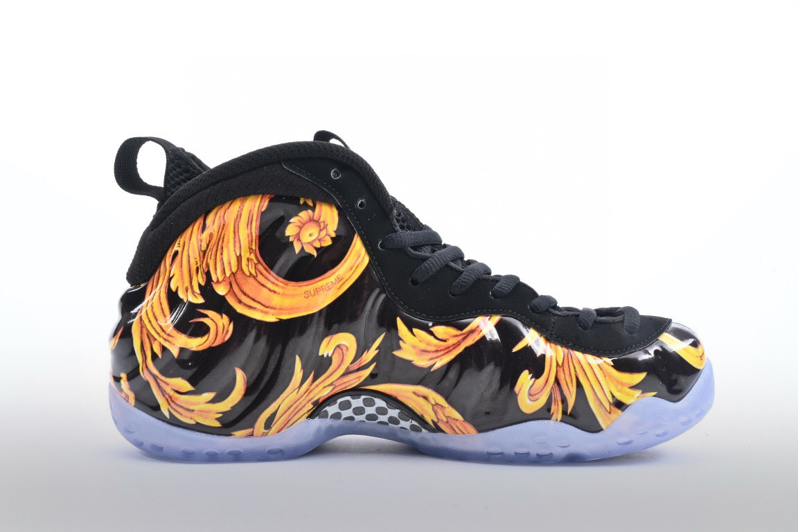 耐克喷泡 Nike Air Foamposite One x Supreme 联名黑红稻草喷运动鞋 哔哩哔哩