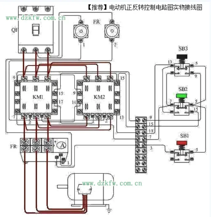 电动机正反转控制电路图实物接线图