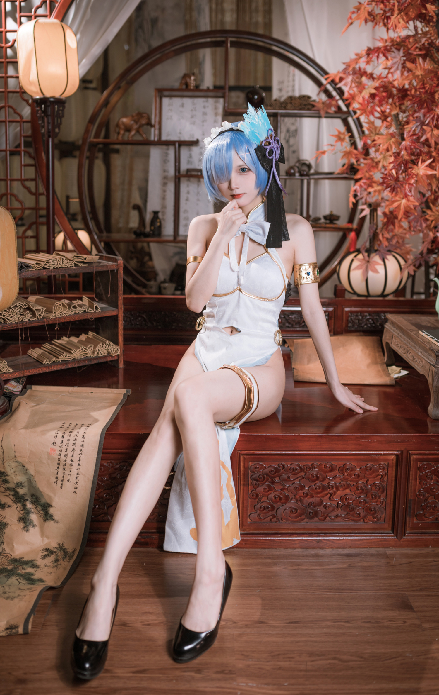 挽希re从零开始的异世界生活旗袍蕾姆cosplay4