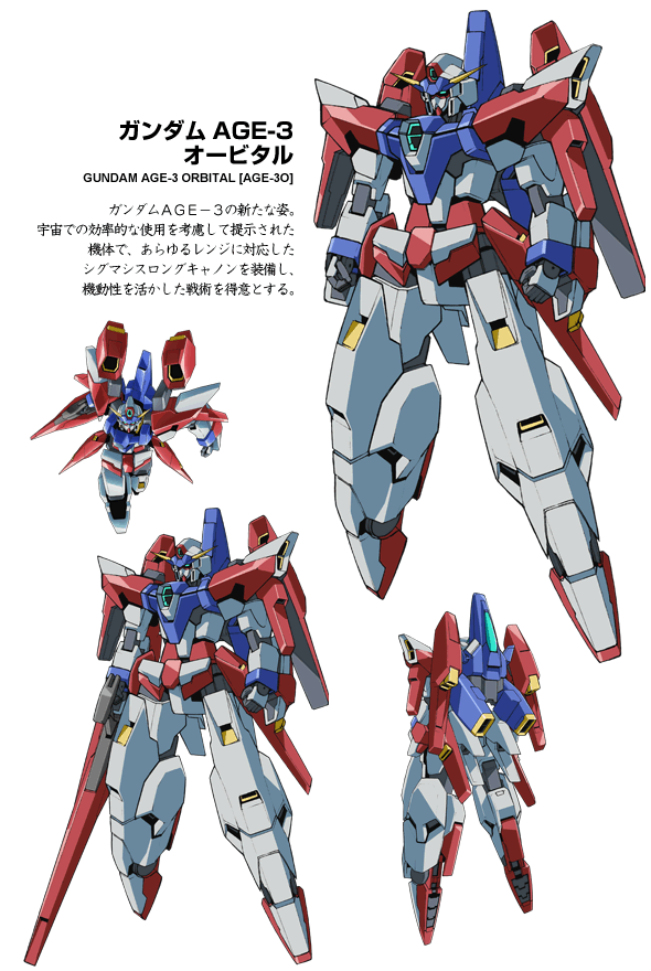 机体名称:高达age-3轨道型 机体编号:age-3o 主要驾驶员:奇奥·明日野