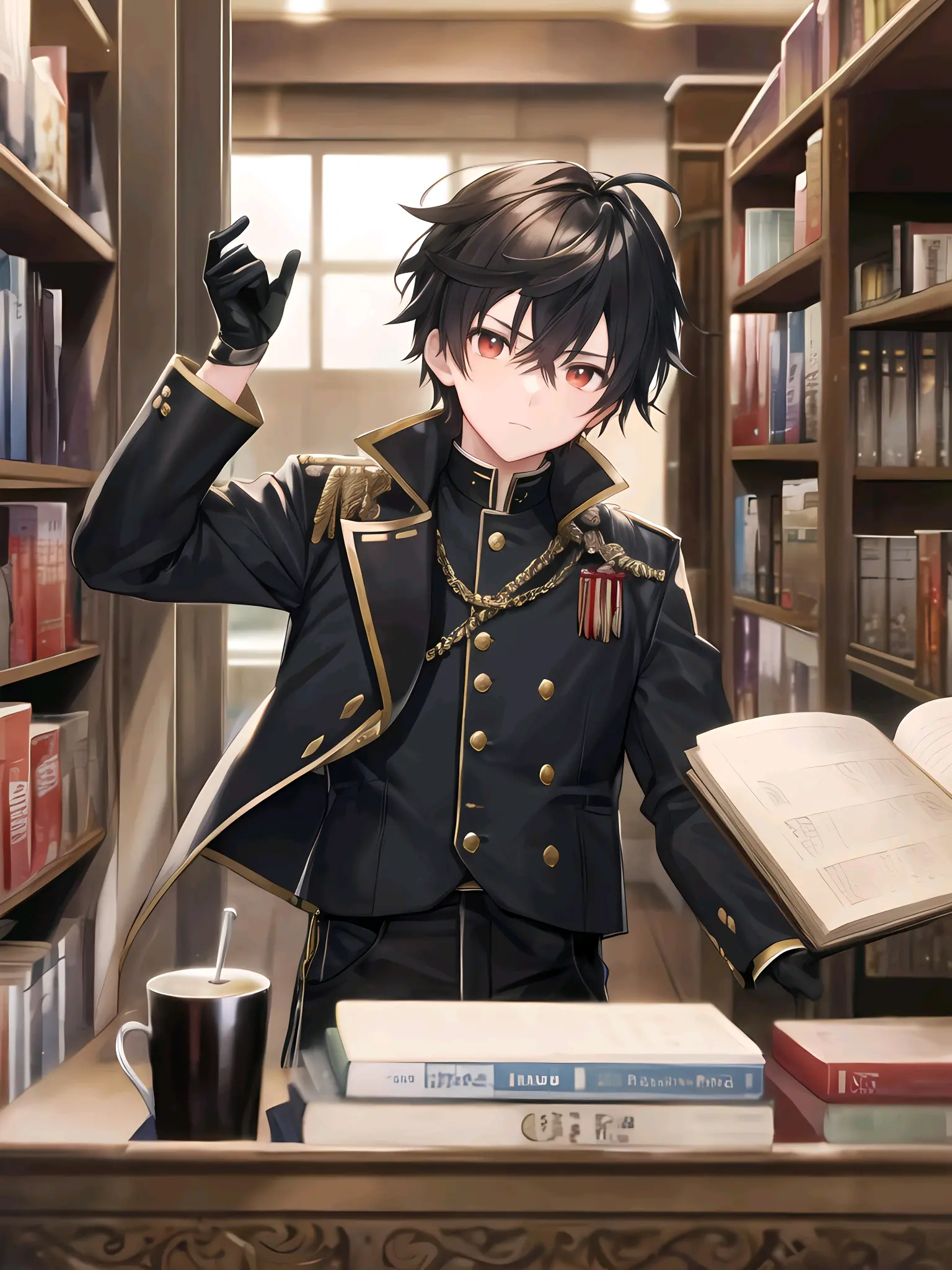 ai绘画,黑发红瞳的男孩.2023年9月26日