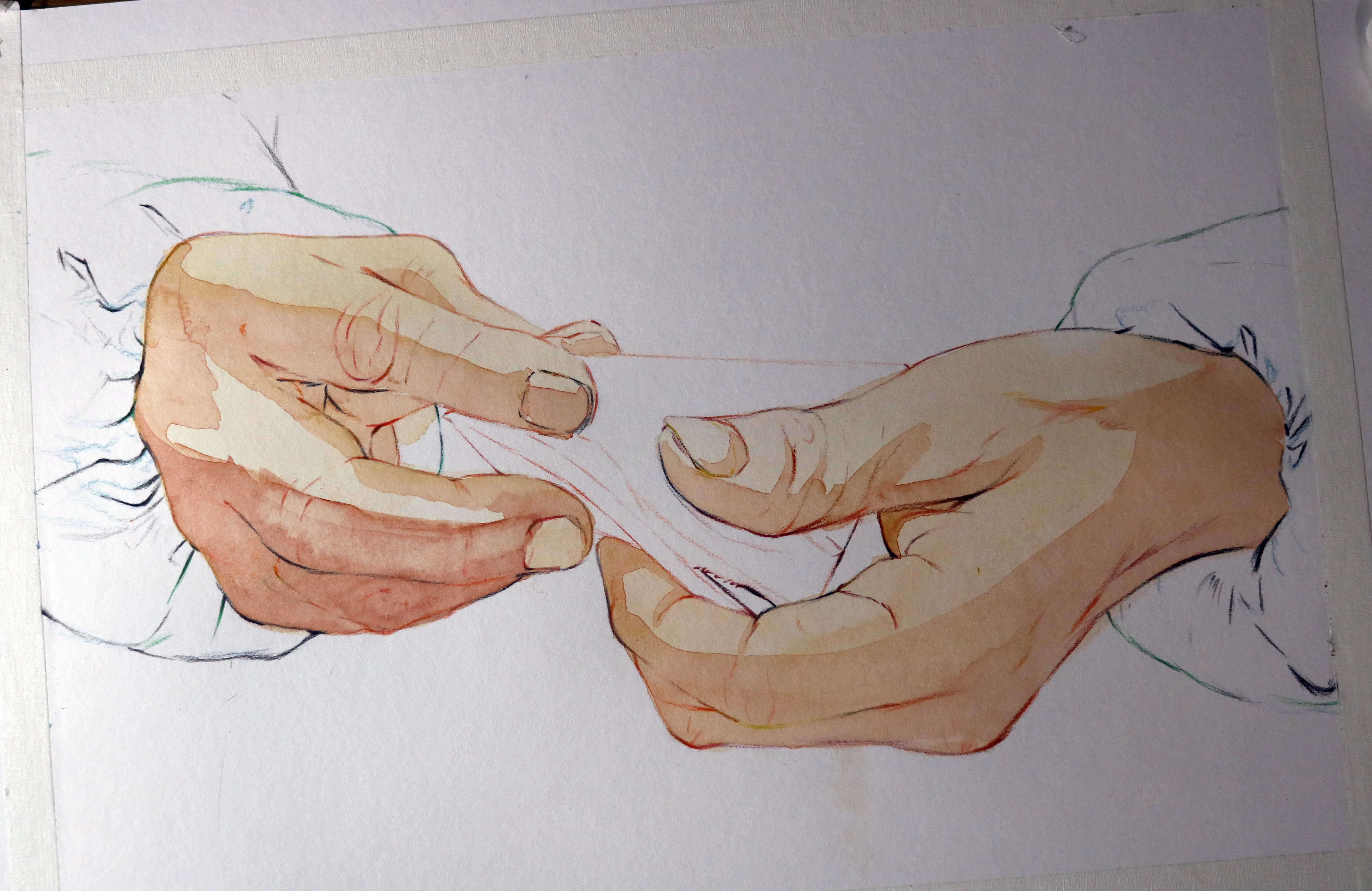 老年人手部质感教程【水彩 彩铅】