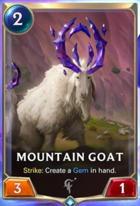 紫角山羊 2费 3攻1血 打击:在手牌生成一张灵力宝石.