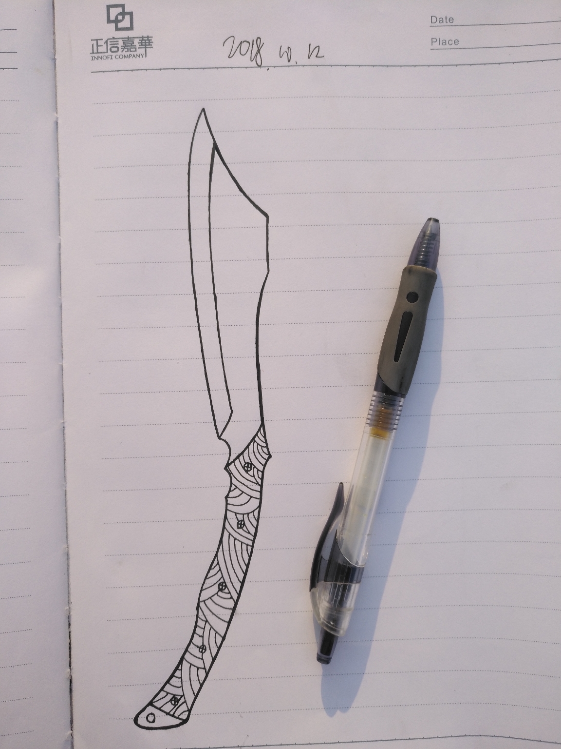 木纹握把,开刃,画起来可能就几分钟的事情,但是真的锻造一把出来会用