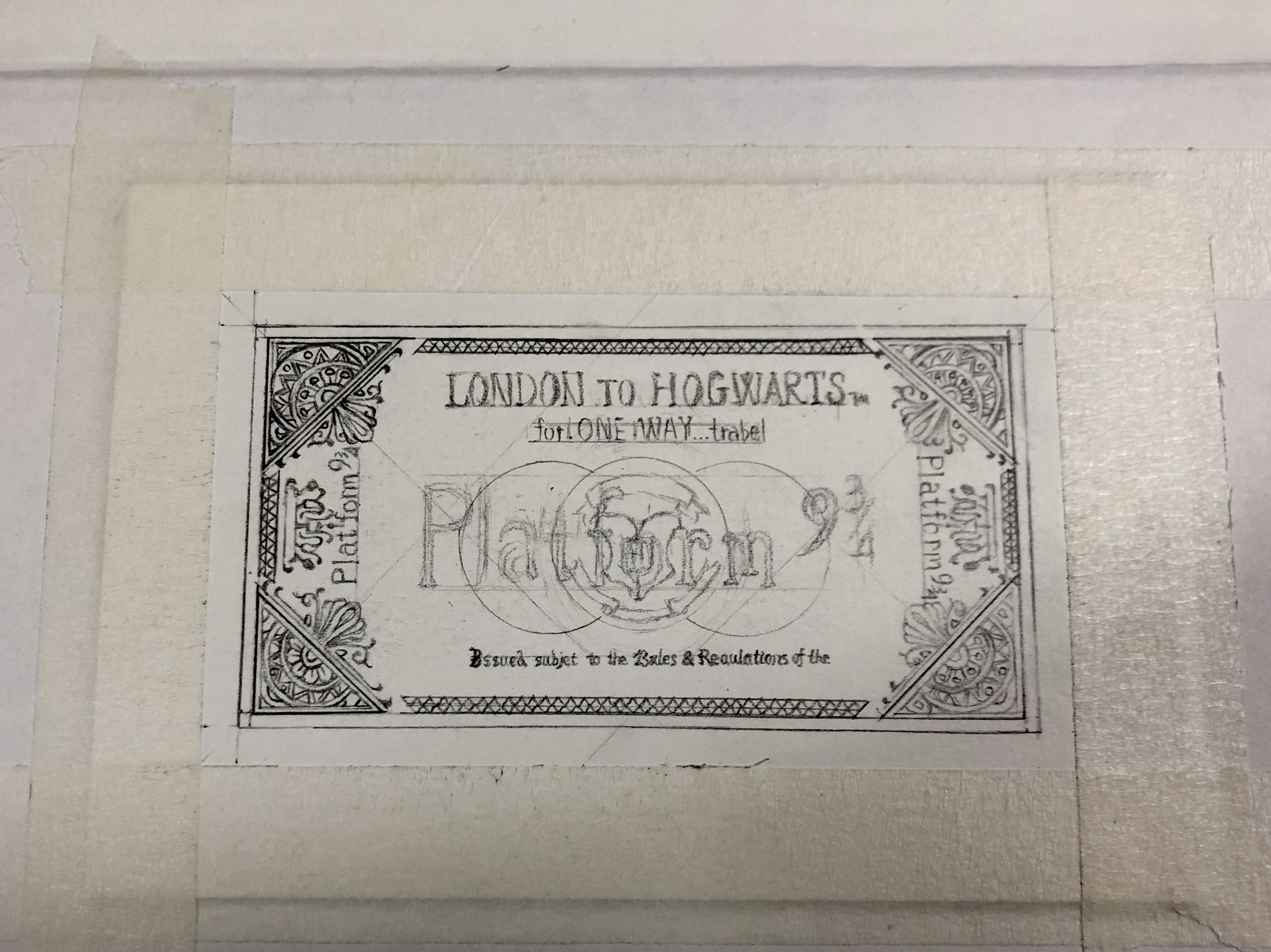 手绘复刻九又四分之三车票