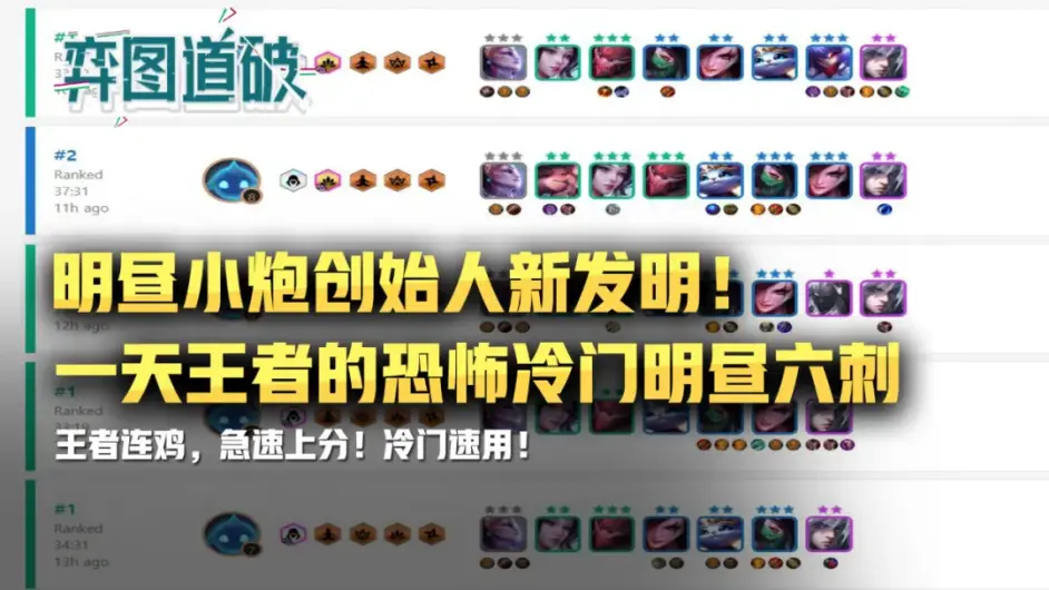 云顶之弈明昼小炮创始人新发明!一天王者的恐怖冷门明昼六刺